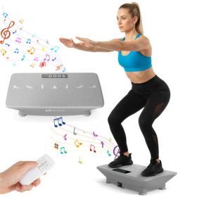 Gray Full Body Vibration Plate Exercise Machine, 10 Adjustable Speed Levels with Remote Control & Music Function, 440LBS Weight Capacity