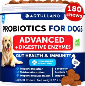 Probiotics for Dogs Support Gut Health Itchy Skin Allergies Immunity Yeast Balance Dog Probiotics and Digestive Enzymes with Prebiotics Reduce Di (Brand: Artullano)